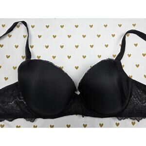 Victorias Secret Black Dream angels Lined Demi Balconette Bra 32DD